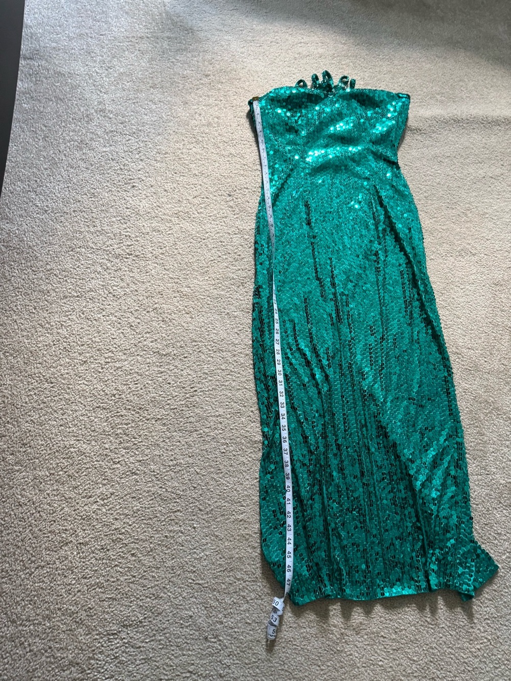 Vintage Nadine Green Sequin High Neck Halter Maxi Gown Dress Size M 80s 90s - Picture 8 of 9